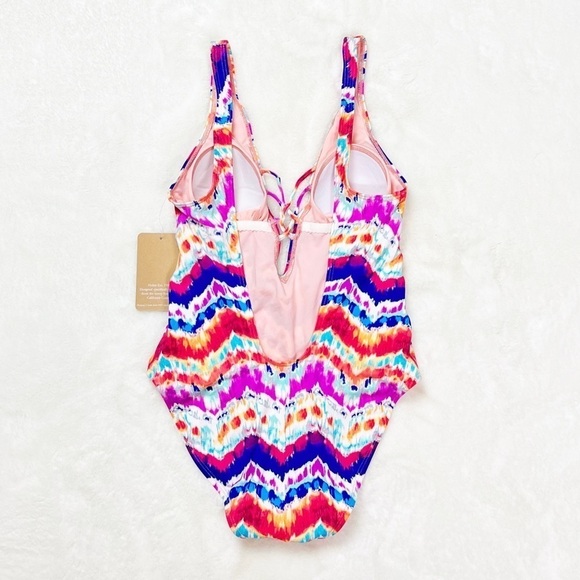 NWT Hobie Chevron Tie Dye Strappy Front One Piece Swimsuit - Picture 4 of 5